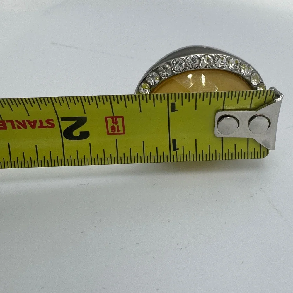 Yellow‎ Lucite Faceted Oval Rhinestone Halo Statement  Oversized Cocktail 7.5